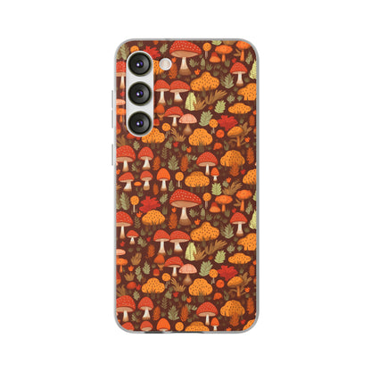 Autumn Spore Wonderland: Enchanting Mushroom and Leaf Designs - Flexible Phone Case