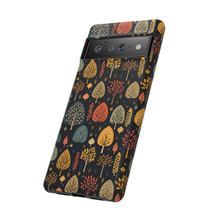 Mid-Century Mosaic: Dappled Leaves and Folk Imagery - Tough Phone Case