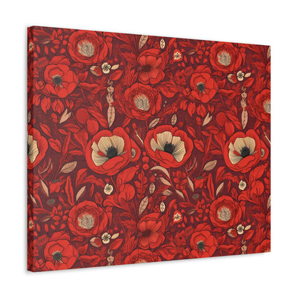 Radiant Spring Blossoms - Vibrant Red Floral Design - Wall Art Canvas