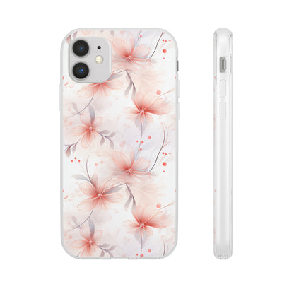 Whispering Petals: Subtle Grey & Pastel Red Gradient Phone Case