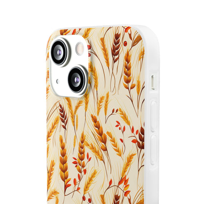 Golden Harvest: An Autumn Collage of Wheat and Berries - Flexible Phone Case