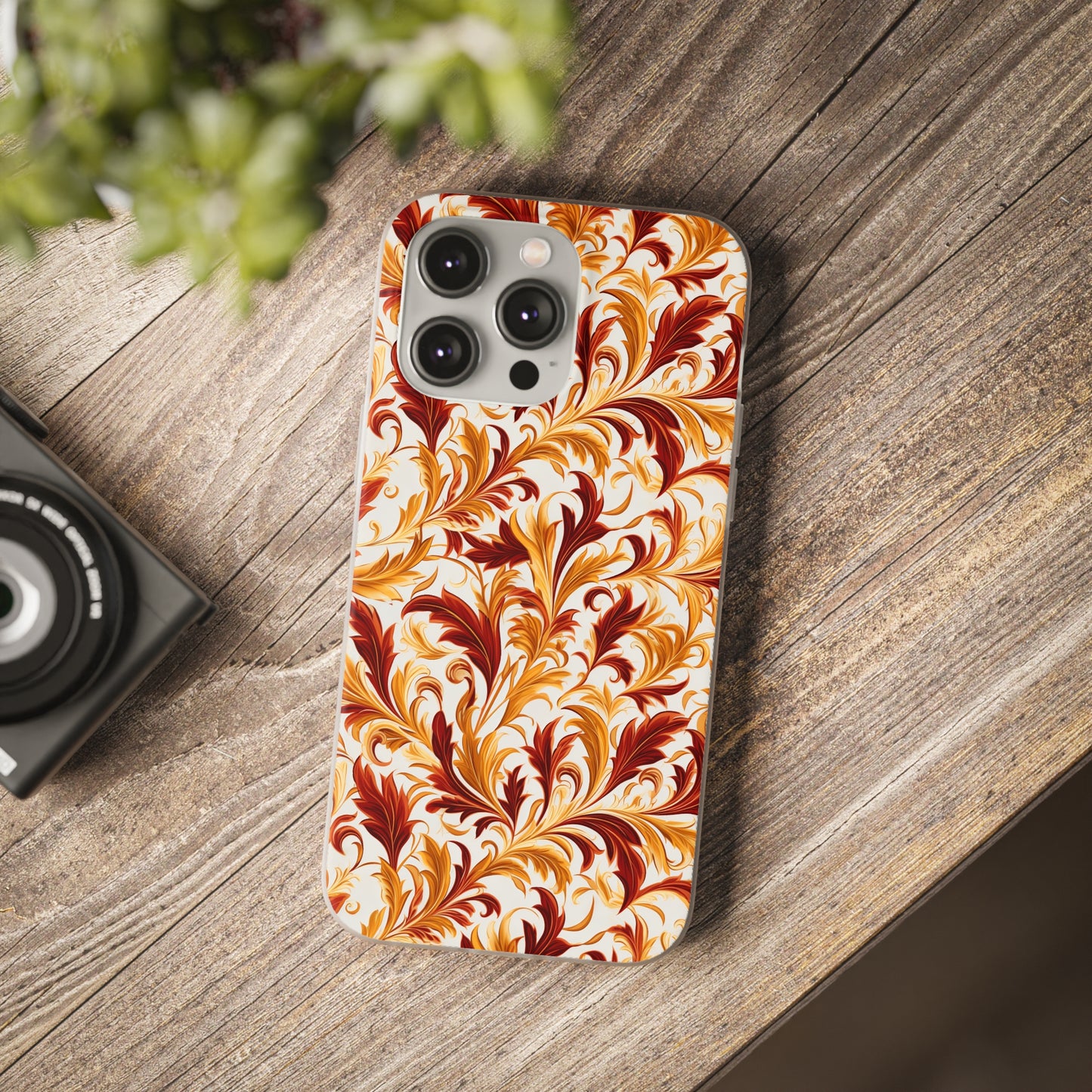 Swirling Autumn: Vortexes of Fall Foliage in Gold and Bronze - Flexible Phone Case