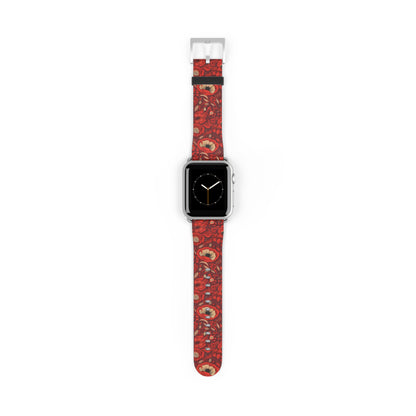 Radiant Spring Blossoms - Vibrant Red Floral Design - Apple Watch Strap