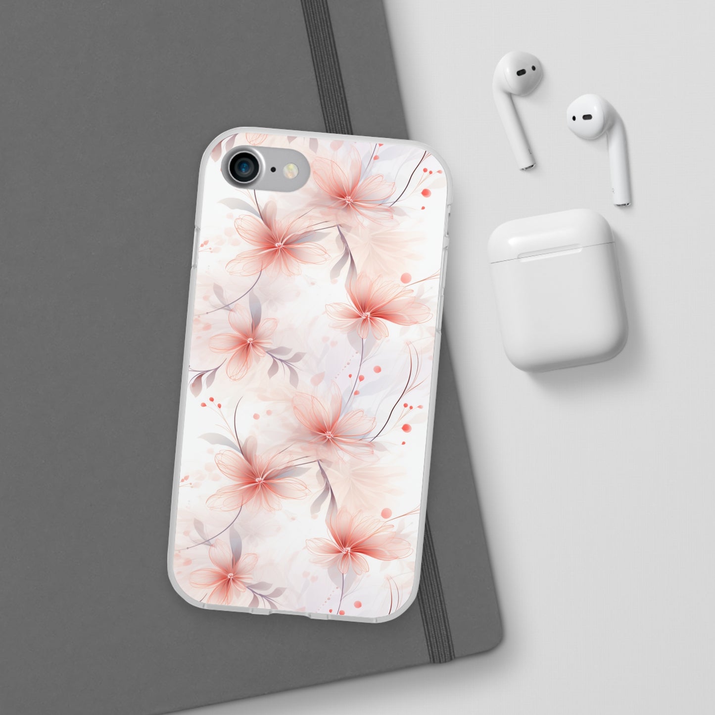 Whispering Petals: Subtle Grey & Pastel Red Gradient Phone Case