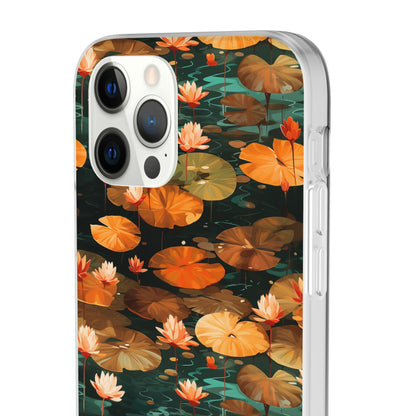 Orange Lotus Whisper: Autumn on the Water - Flexible Phone Case