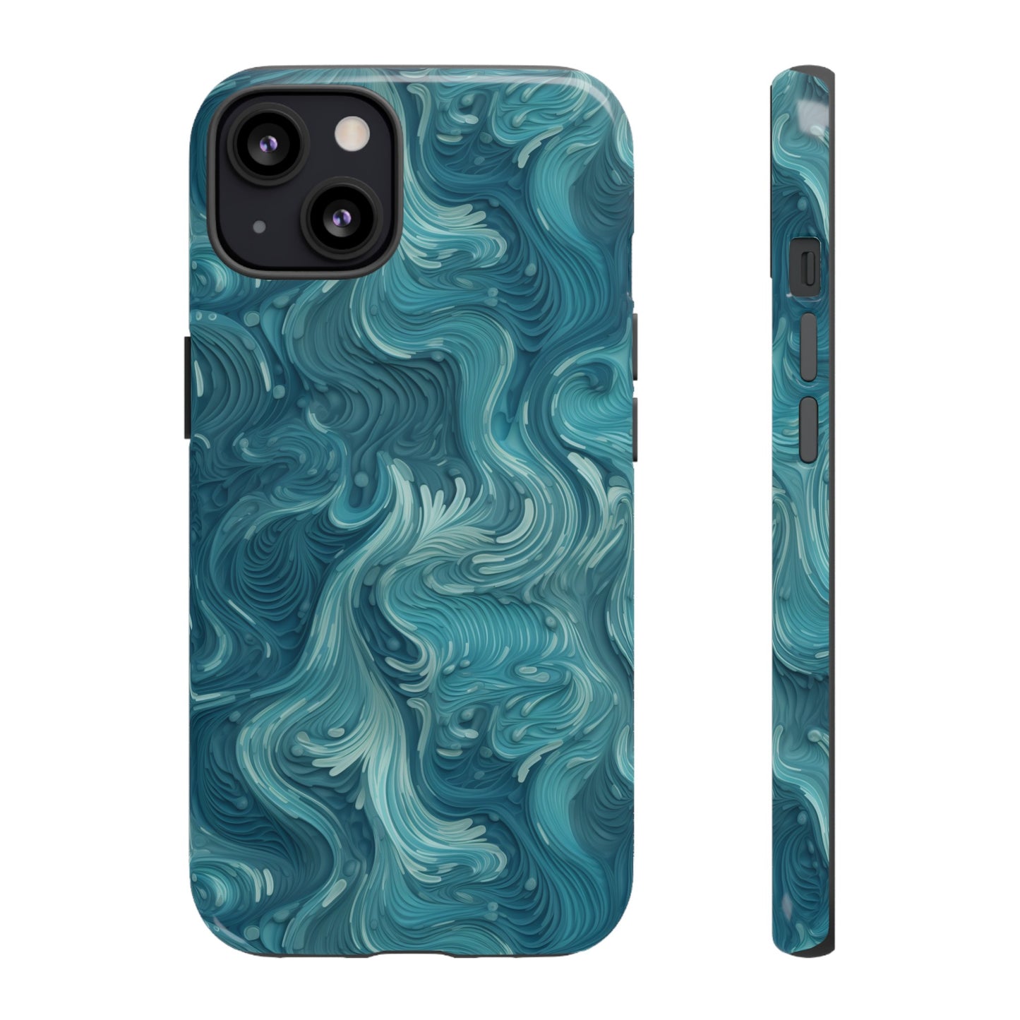 Azure Depths: Layered Blue Topographic Design Tough Phone Case