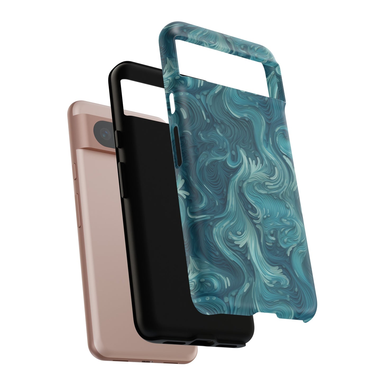 Azure Depths: Layered Blue Topographic Design Tough Phone Case