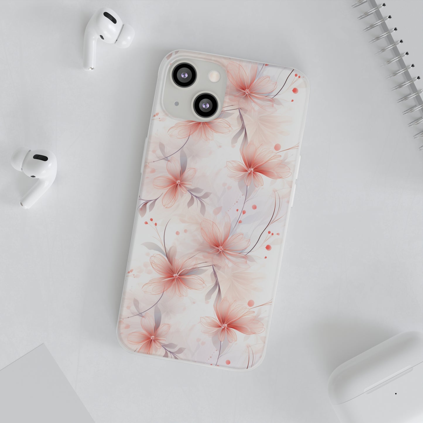 Whispering Petals: Subtle Grey & Pastel Red Gradient Phone Case