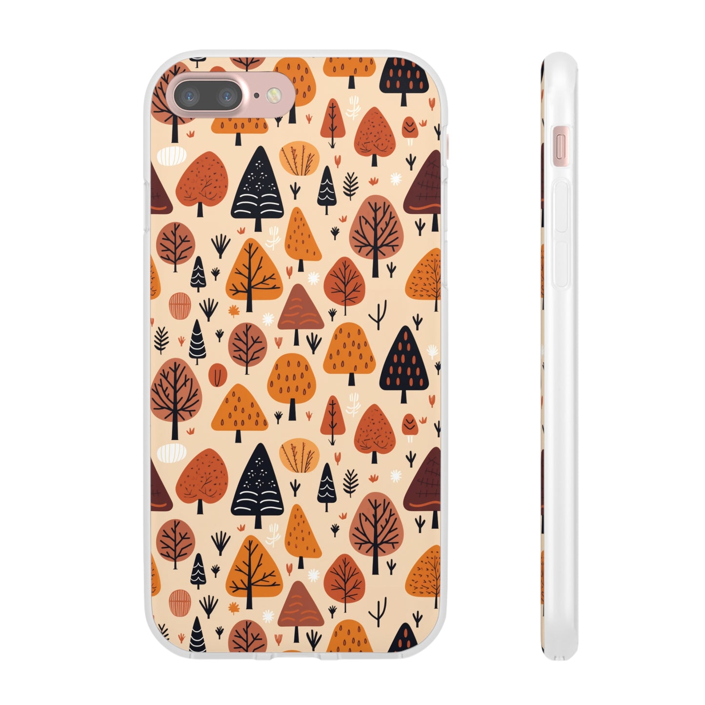 Terracotta Tree Tapestry: A Playful Autumn Mosaic - Flexible Phone Case