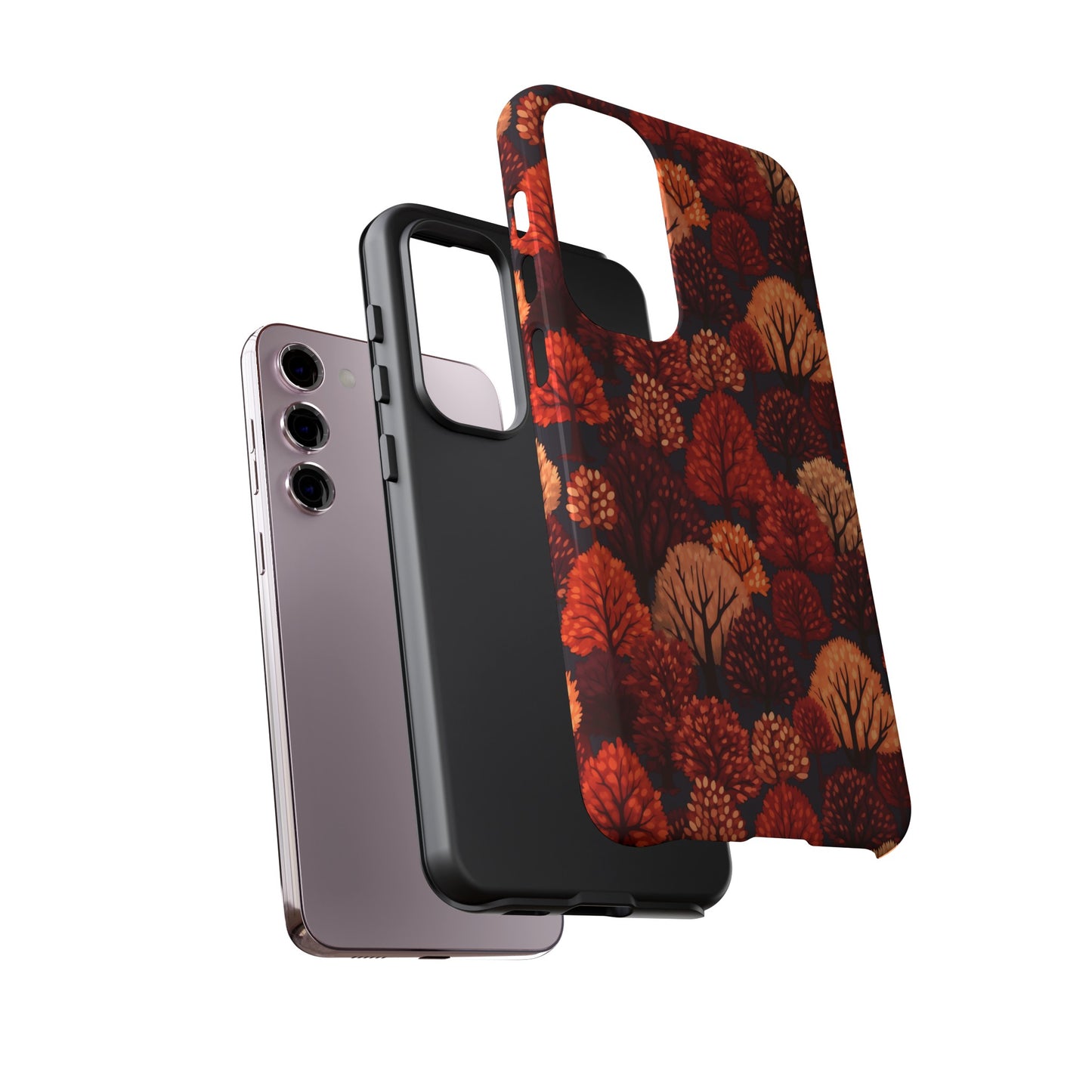 Crimson Forest: Autumn Trees in Vibrant Detail - Tough Phone Case