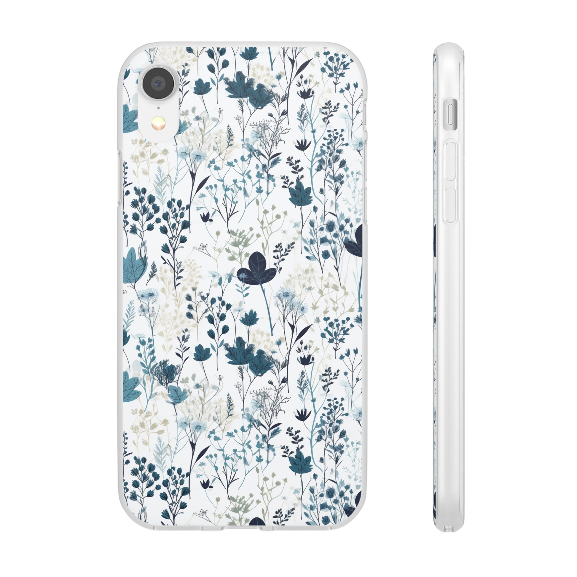 Serene Blue Wildflower Phone Case - Elegant White Background Design - Spring Collection - Flexi Cases Phone Case Pattern Symphony   