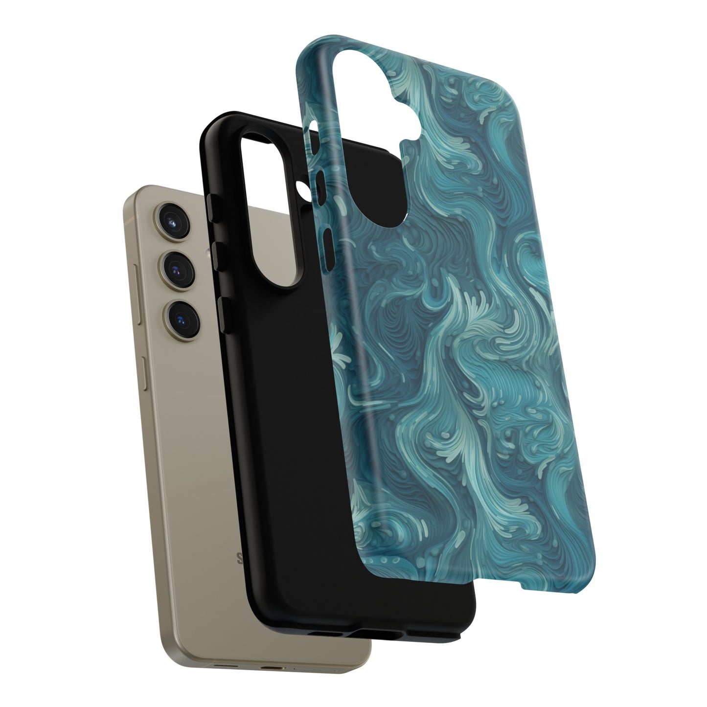 Azure Depths: Layered Blue Topographic Design Tough Phone Case