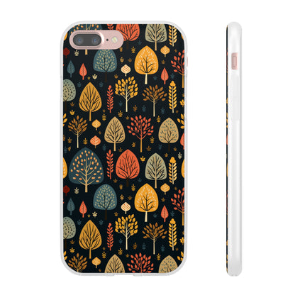 Mid-Century Mosaic: Dappled Leaves and Folk Imagery - Flexible Phone Case