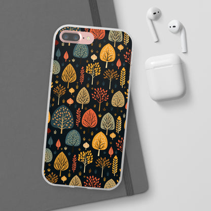 Mid-Century Mosaic: Dappled Leaves and Folk Imagery - Flexible Phone Case