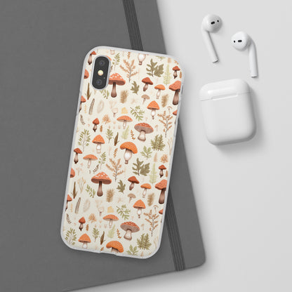 Mushroom Haven - Autumnal Tones Botanical illustration - Flexible Phone Case