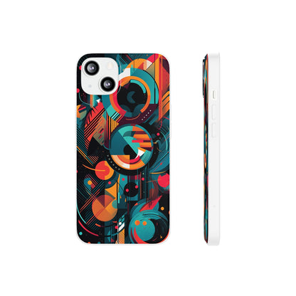 Vibrant Geometric Fusion Phone Case - Bold Squares & Circles Design - Flexi Cases Phone Case Pattern Symphony   