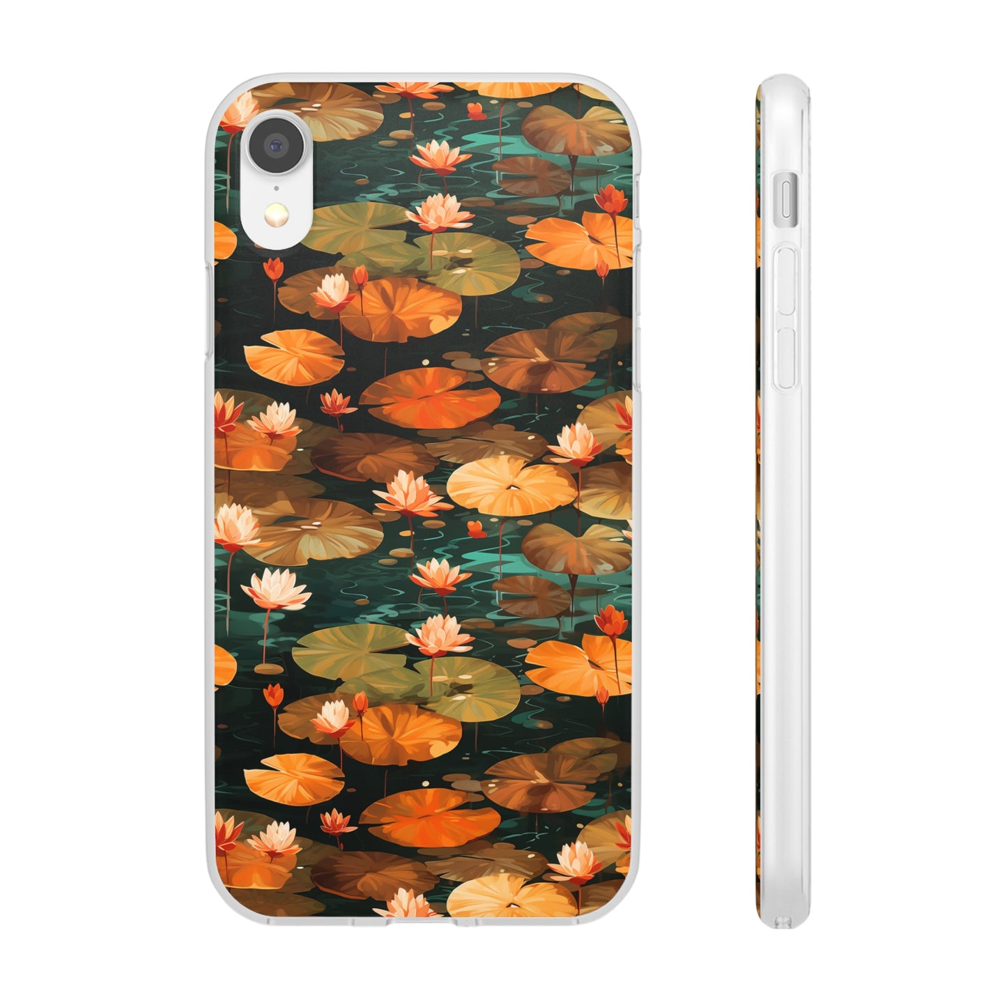 Orange Lotus Whisper: Autumn on the Water - Flexible Phone Case