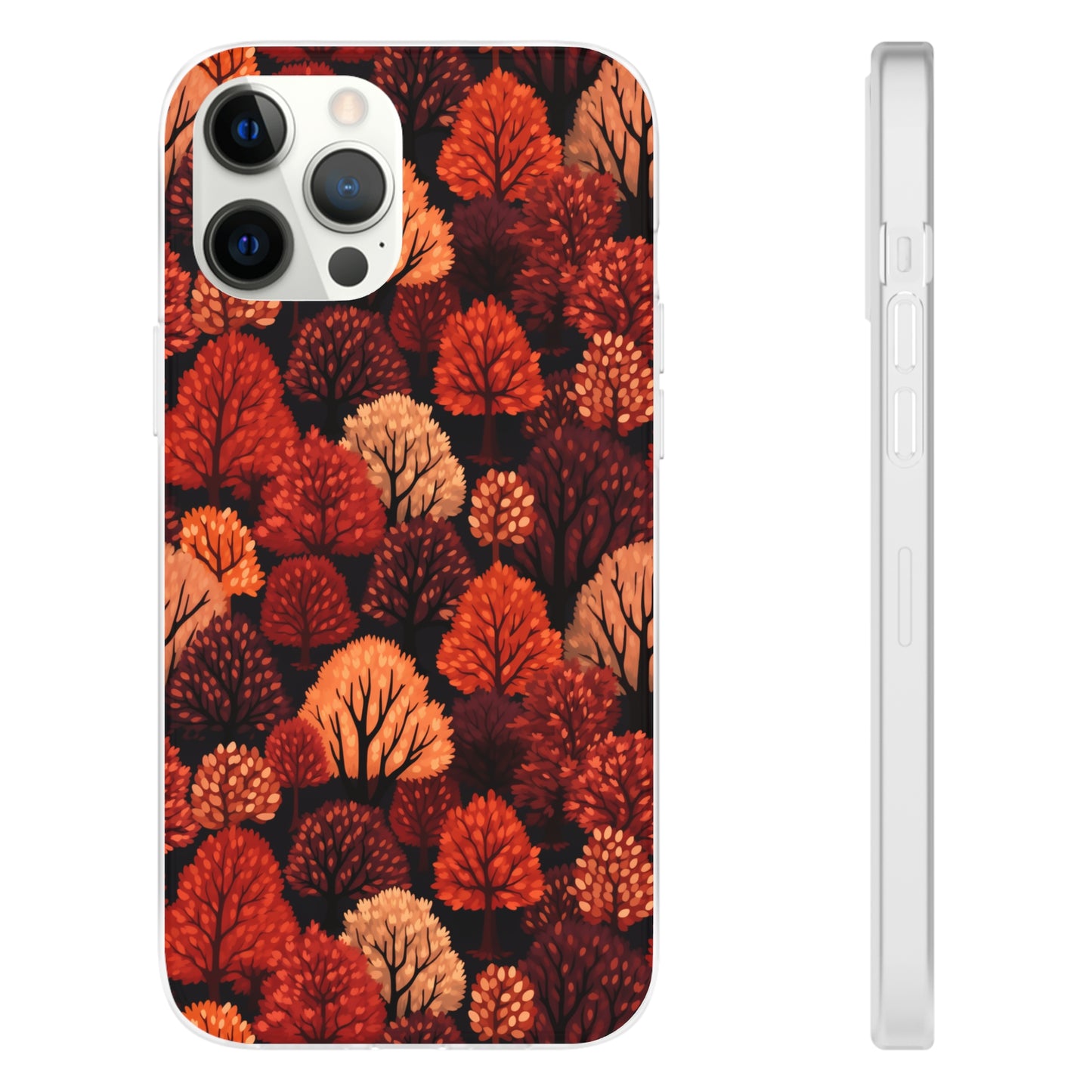 Crimson Forest: Autumn Trees in Vibrant Detail - Flexible Phone Case