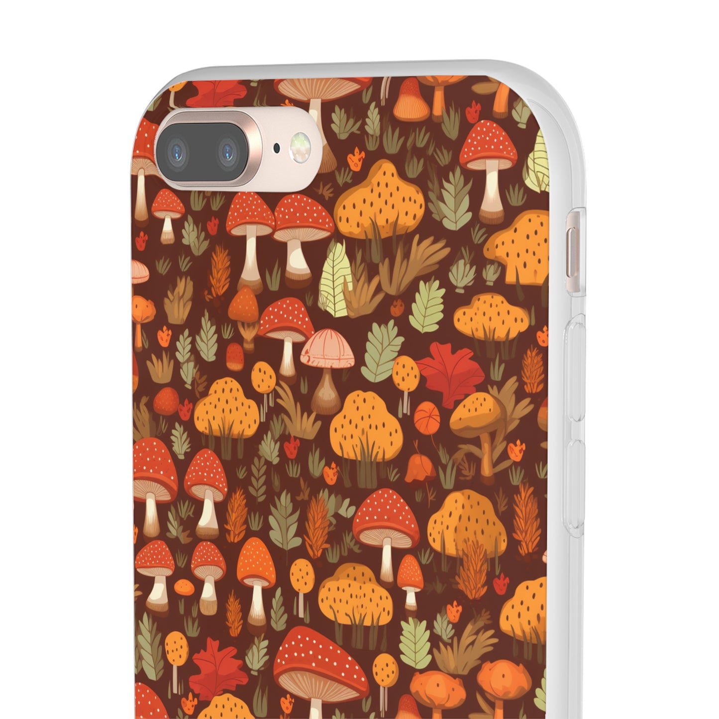 Autumn Spore Wonderland: Enchanting Mushroom and Leaf Designs - Flexible Phone Case