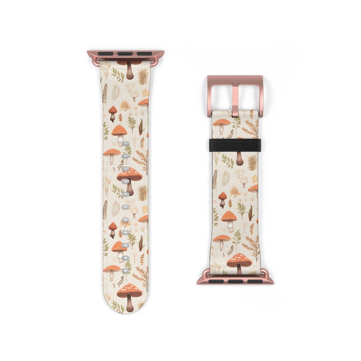 Mushroom Haven: Autumnal Tones Botanical Illustration - Apple Watch Strap