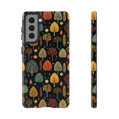 Mid-Century Mosaic: Dappled Leaves and Folk Imagery - Tough Phone Case