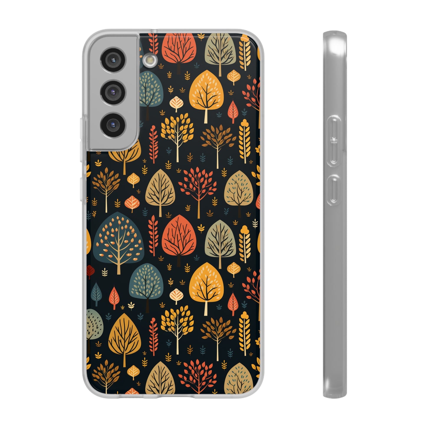 Mid-Century Mosaic: Dappled Leaves and Folk Imagery - Flexible Phone Case