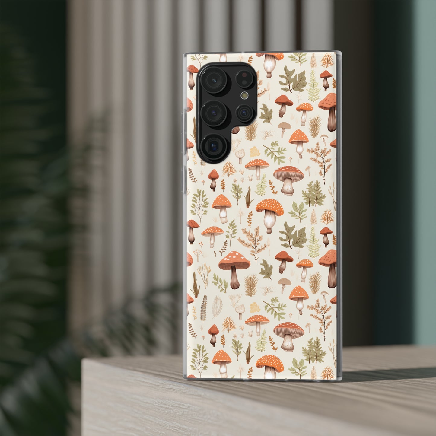 Mushroom Haven - Autumnal Tones Botanical illustration - Flexible Phone Case