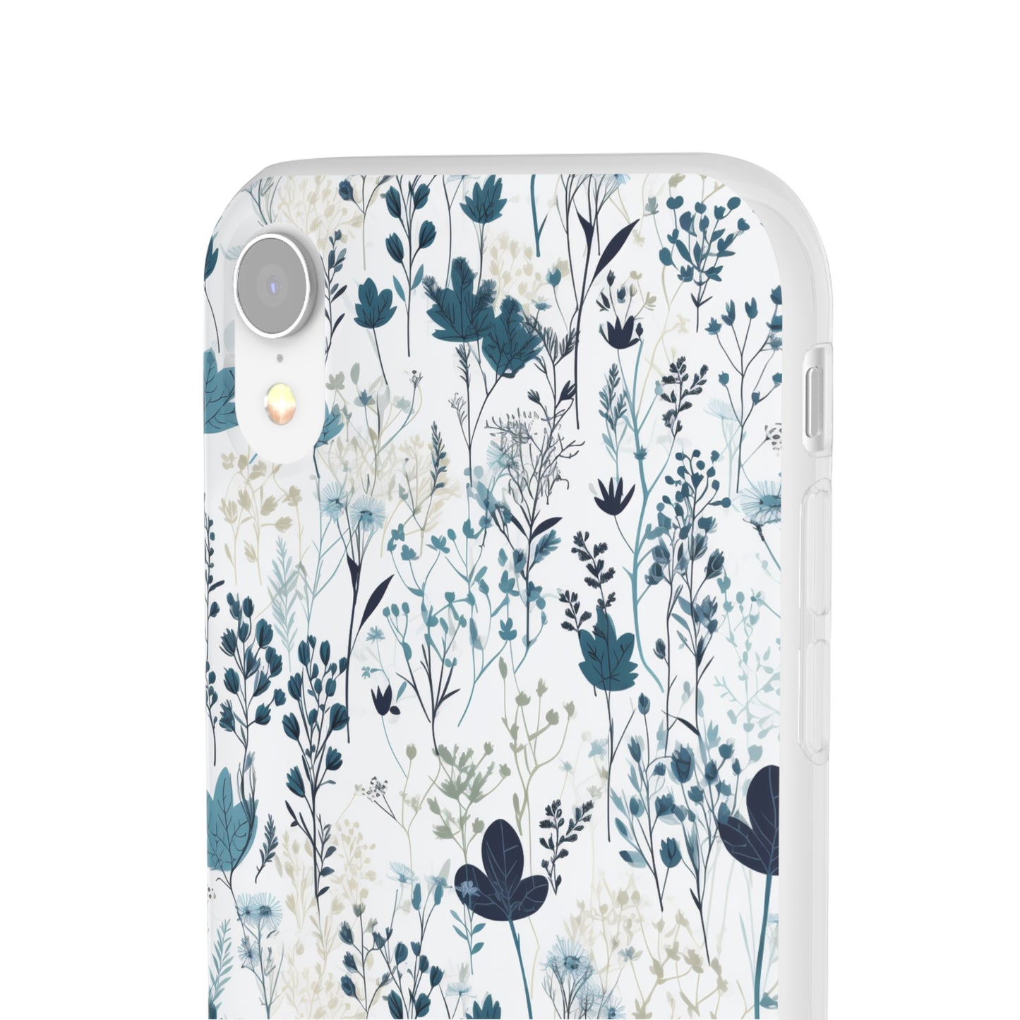 Serene Blue Wildflower Phone Case - Elegant White Background Design - Spring Collection - Flexi Cases Phone Case Pattern Symphony   