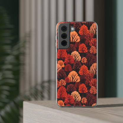 Crimson Forest: Autumn Trees in Vibrant Detail - Flexible Phone Case