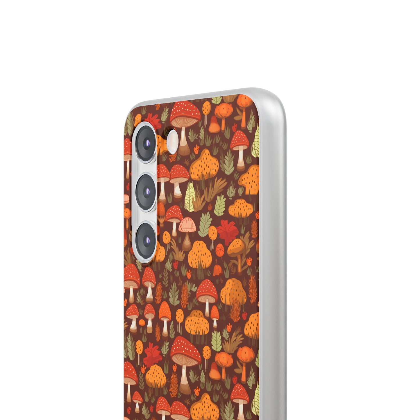 Autumn Spore Wonderland: Enchanting Mushroom and Leaf Designs - Flexible Phone Case