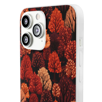 Crimson Forest: Autumn Trees in Vibrant Detail - Flexible Phone Case