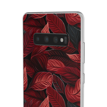 Scarlet Whispers: Lush Autumn Colours in Botanical Bliss - Flexible Phone Case