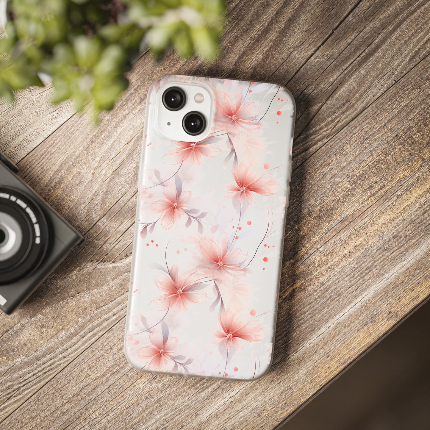 Whispering Petals: Subtle Grey & Pastel Red Gradient Phone Case