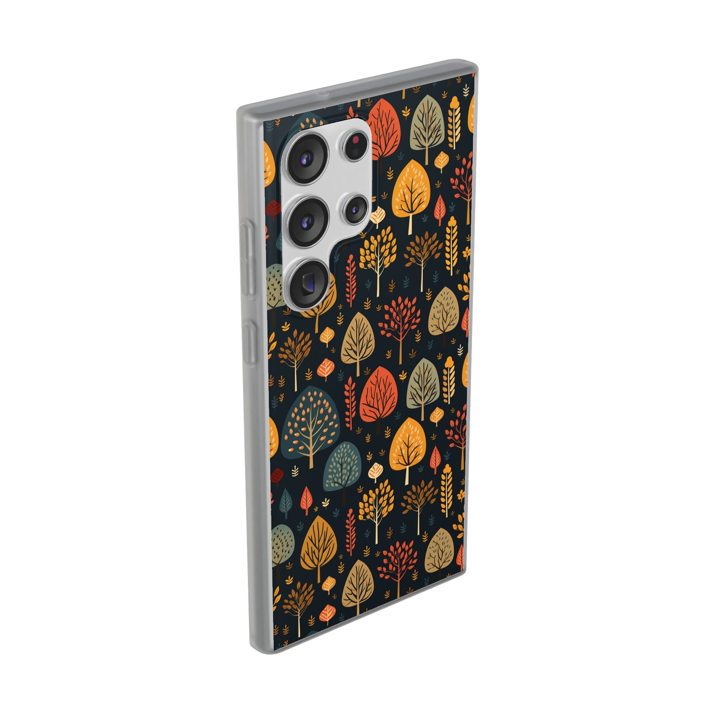 Mid-Century Mosaic: Dappled Leaves and Folk Imagery - Flexible Phone Case