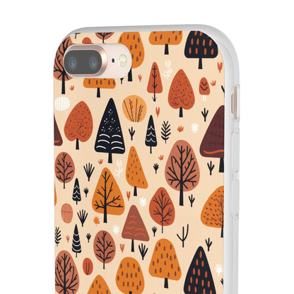 Terracotta Tree Tapestry: A Playful Autumn Mosaic - Flexible Phone Case