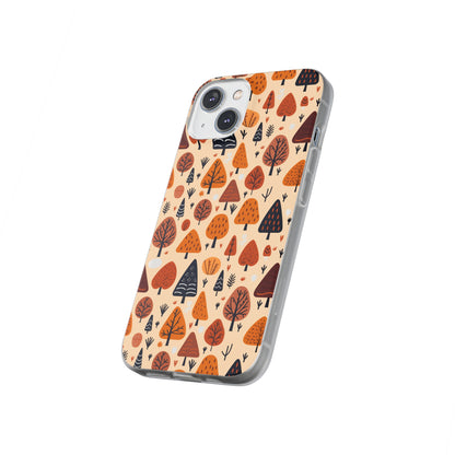 Terracotta Tree Tapestry: A Playful Autumn Mosaic - Flexible Phone Case