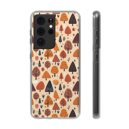 Terracotta Tree Tapestry: A Playful Autumn Mosaic - Flexible Phone Case