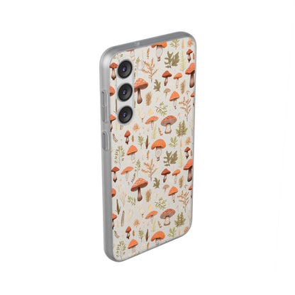 Mushroom Haven - Autumnal Tones Botanical illustration - Flexible Phone Case