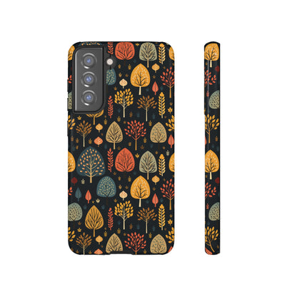 Mid-Century Mosaic: Dappled Leaves and Folk Imagery - Tough Phone Case