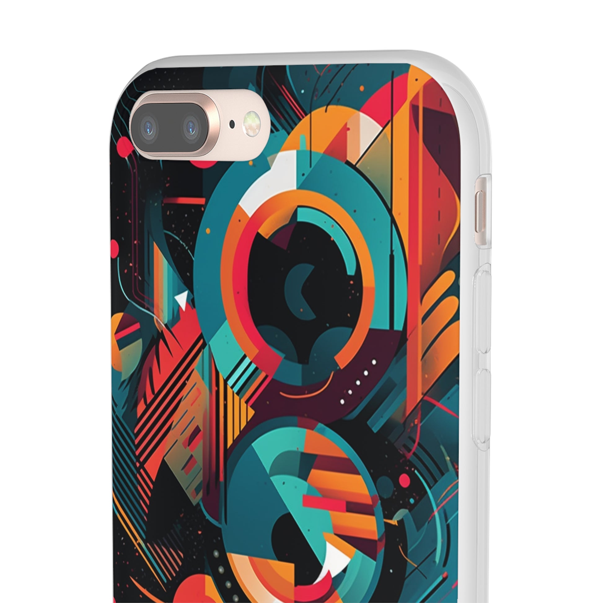 Vibrant Geometric Fusion Phone Case - Bold Squares & Circles Design - Flexi Cases Phone Case Pattern Symphony   