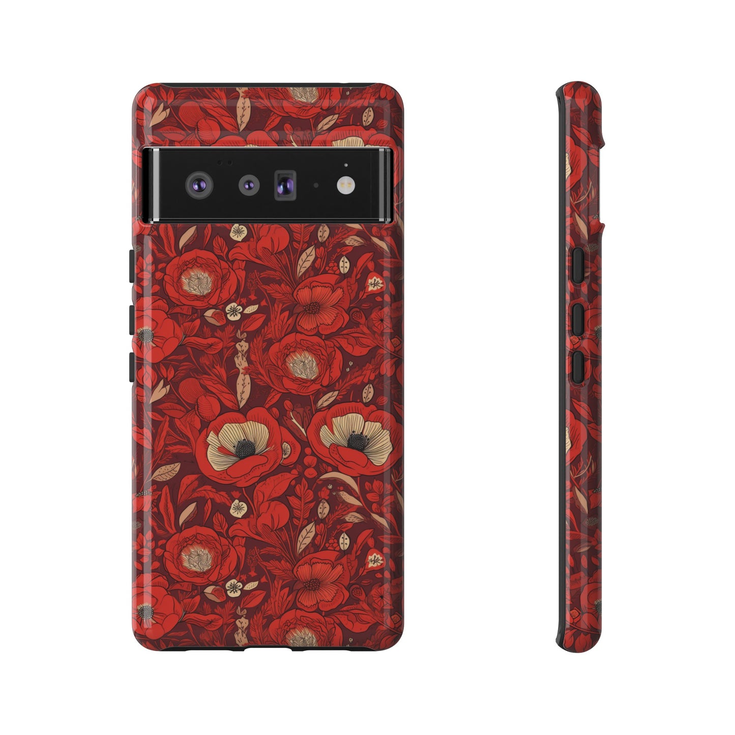 Radiant Spring Blossoms Tough Phone Case - Vibrant Red Floral Design