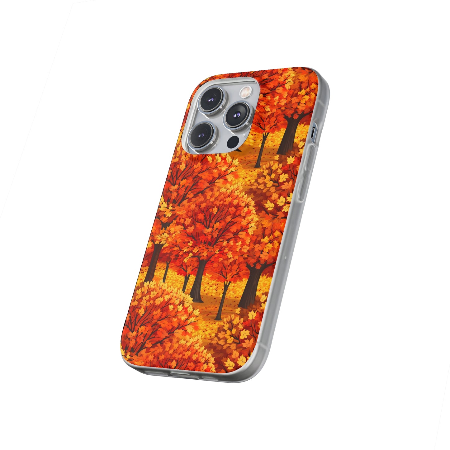 Impasto-Style Woodlands: High-Contrast Autumn Foliage - Flexible Phone Case