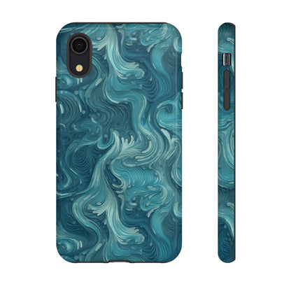 Azure Depths: Layered Blue Topographic Design Tough Phone Case