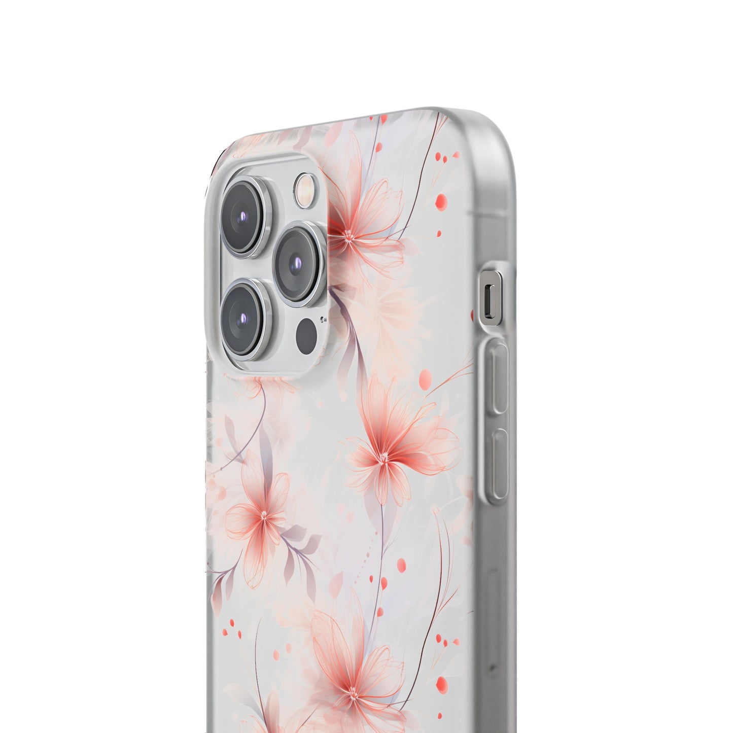 Whispering Petals: Subtle Grey & Pastel Red Gradient Phone Case