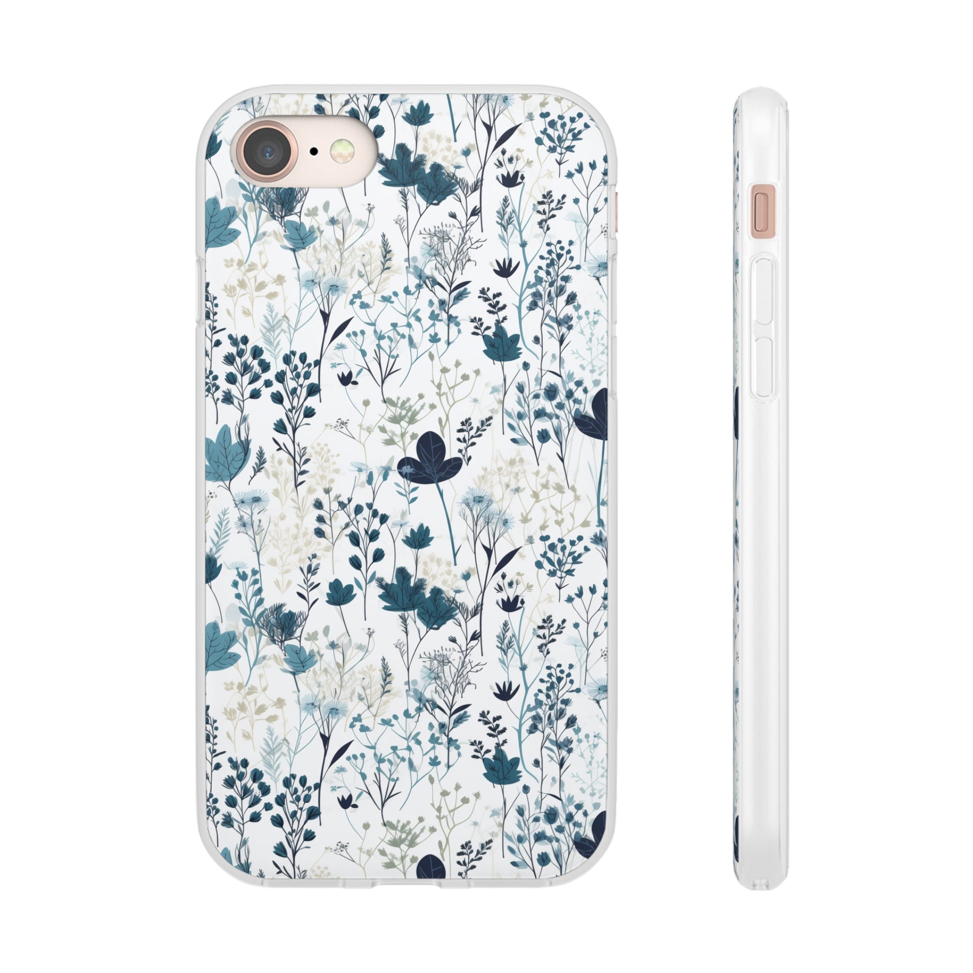 Serene Blue Wildflower Phone Case - Elegant White Background Design - Spring Collection - Flexi Cases Phone Case Pattern Symphony   