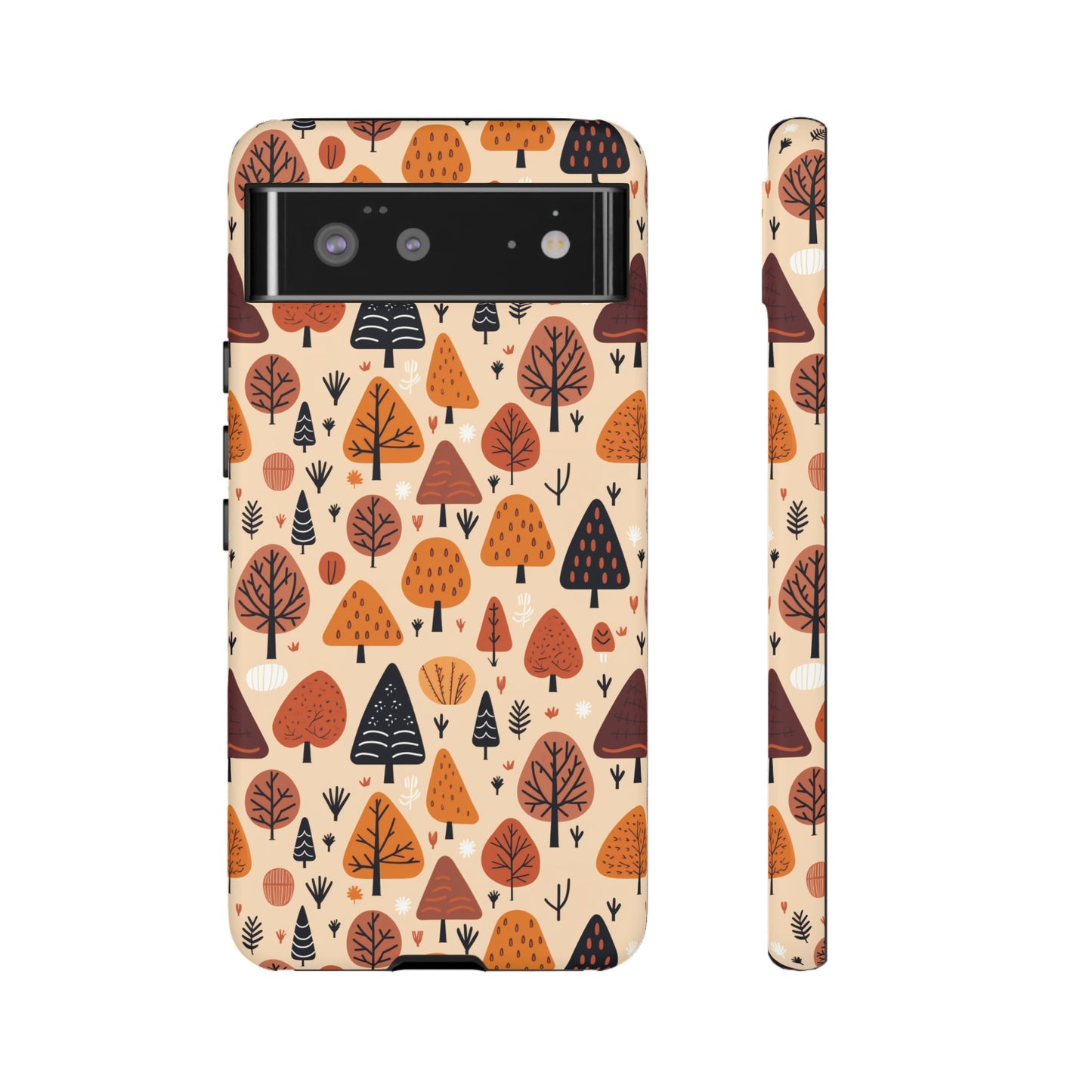 Terracotta Tree Tapestry: A Playful Autumn Mosaic - Tough Phone Case