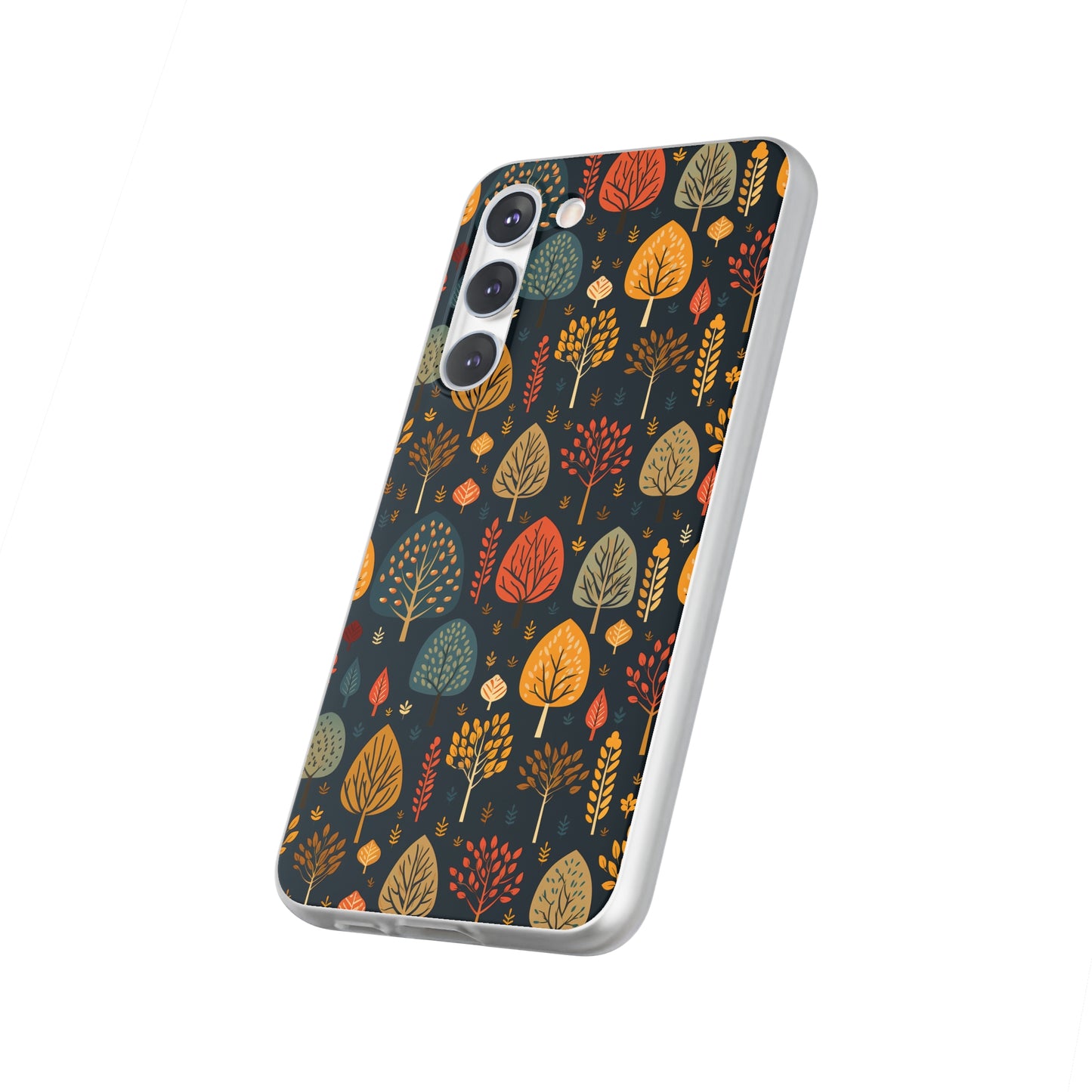 Mid-Century Mosaic: Dappled Leaves and Folk Imagery - Flexible Phone Case