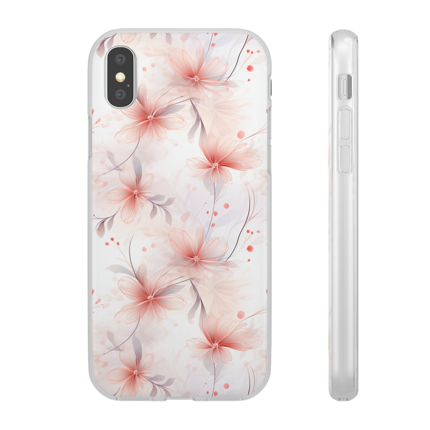 Whispering Petals: Subtle Grey & Pastel Red Gradient Phone Case