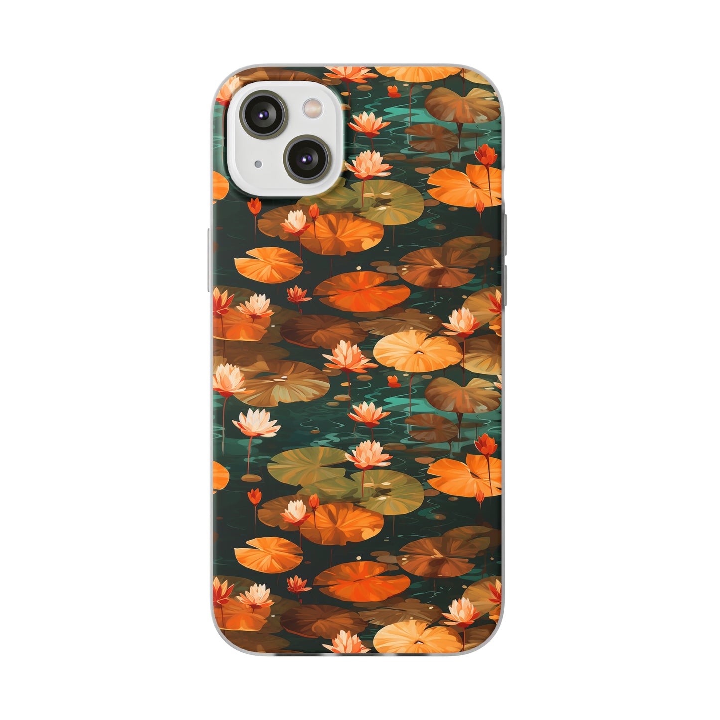 Orange Lotus Whisper: Autumn on the Water - Flexible Phone Case