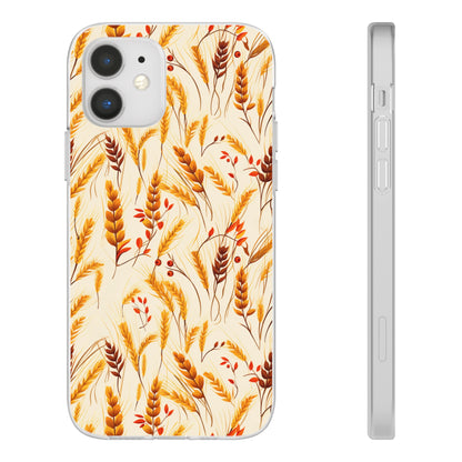 Golden Harvest: An Autumn Collage of Wheat and Berries - Flexible Phone Case